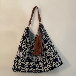 Embroidered  Bohemian Hobo Reversible flower bag